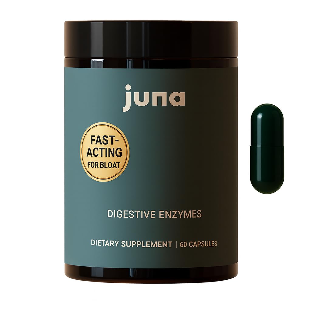 Juna Digestive Enzymes + Probiotic: botella de cápsulas para soporte digestivo diario.