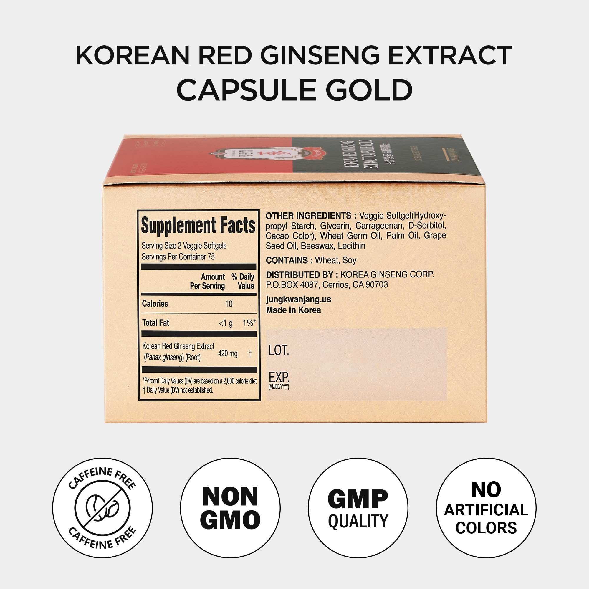 Cápsulas sin OMG de Jung Kwan Jang para consumo diario