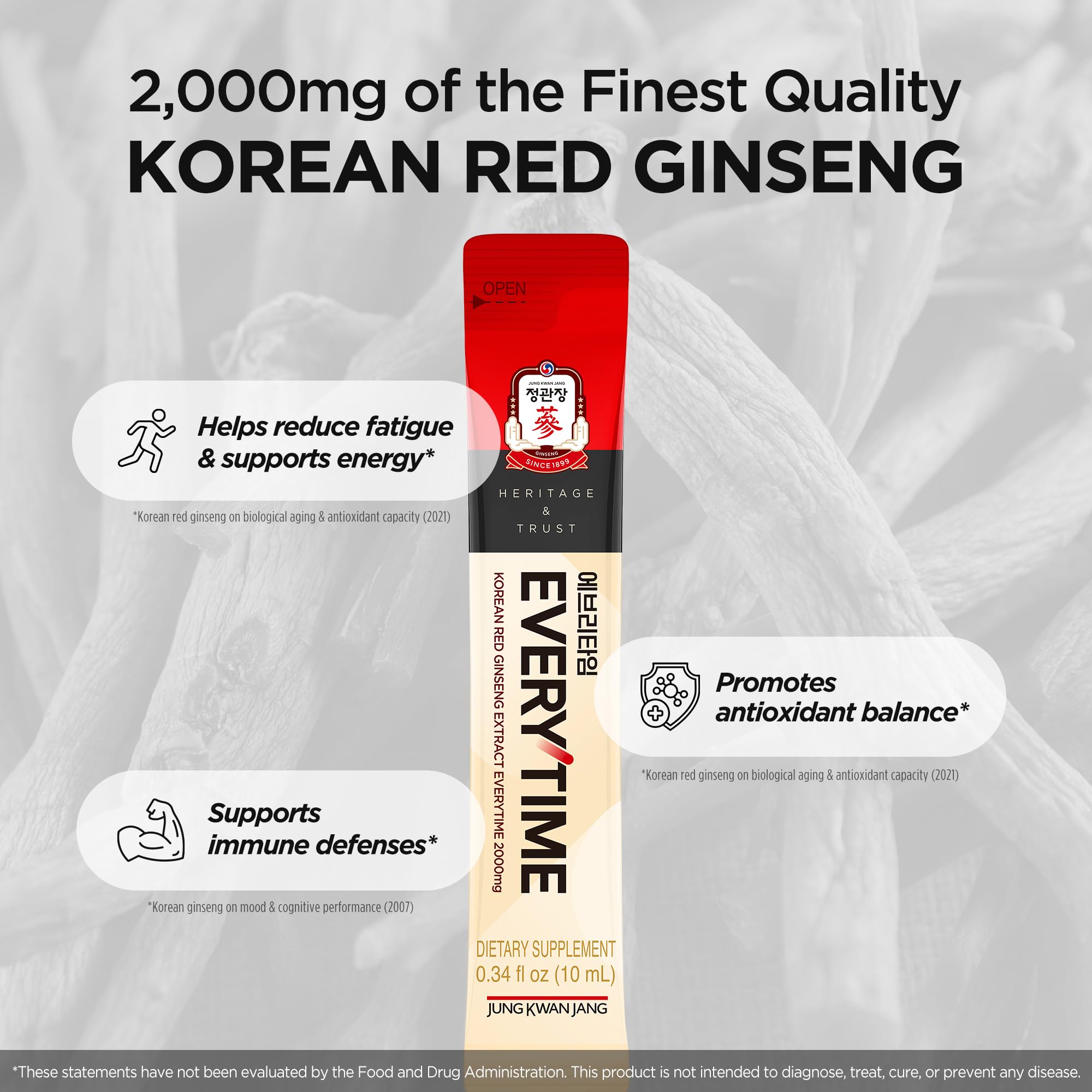 Jung Kwan Jang Everytime barra energía sin cafeína para equilibrio y foco.