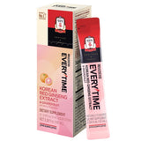 JUNG KWAN JANG Everytime ginseng rojo 1000 mg frente al empaque, energizante sin cafeína.