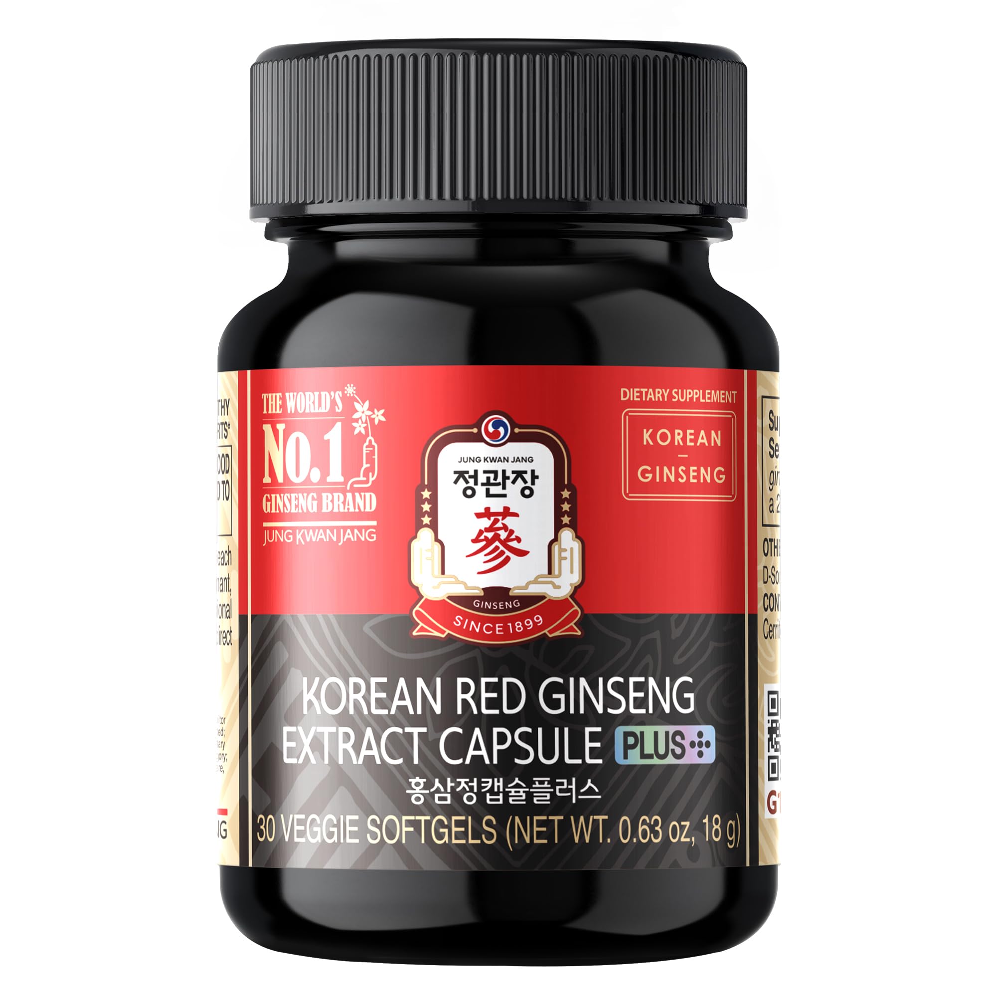 Jung Kwan Jang ginseng rojo, cápsulas de 600 mg, energía diaria posible.