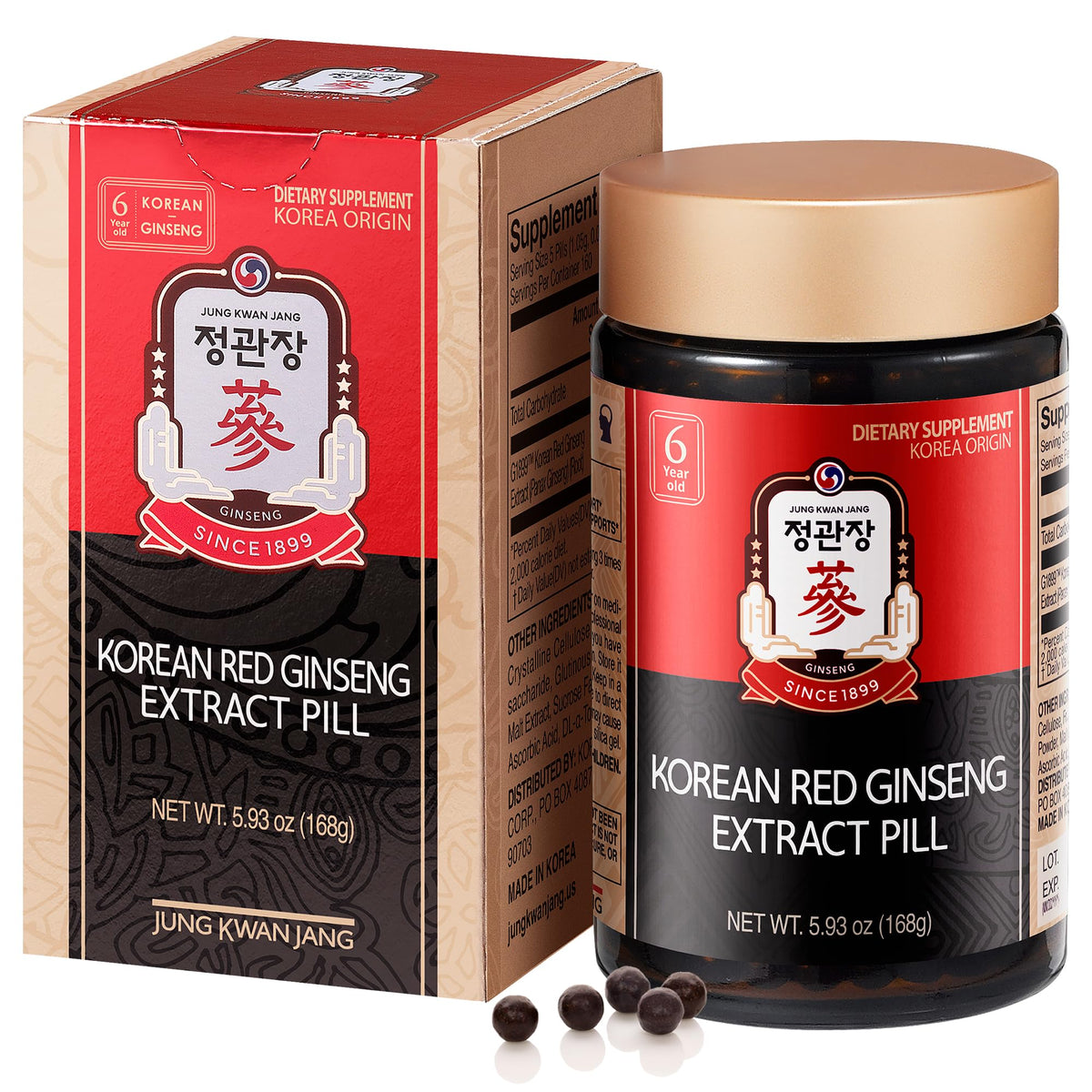 Pastillas de ginseng rojo JUNG KWAN JANG para energía diaria