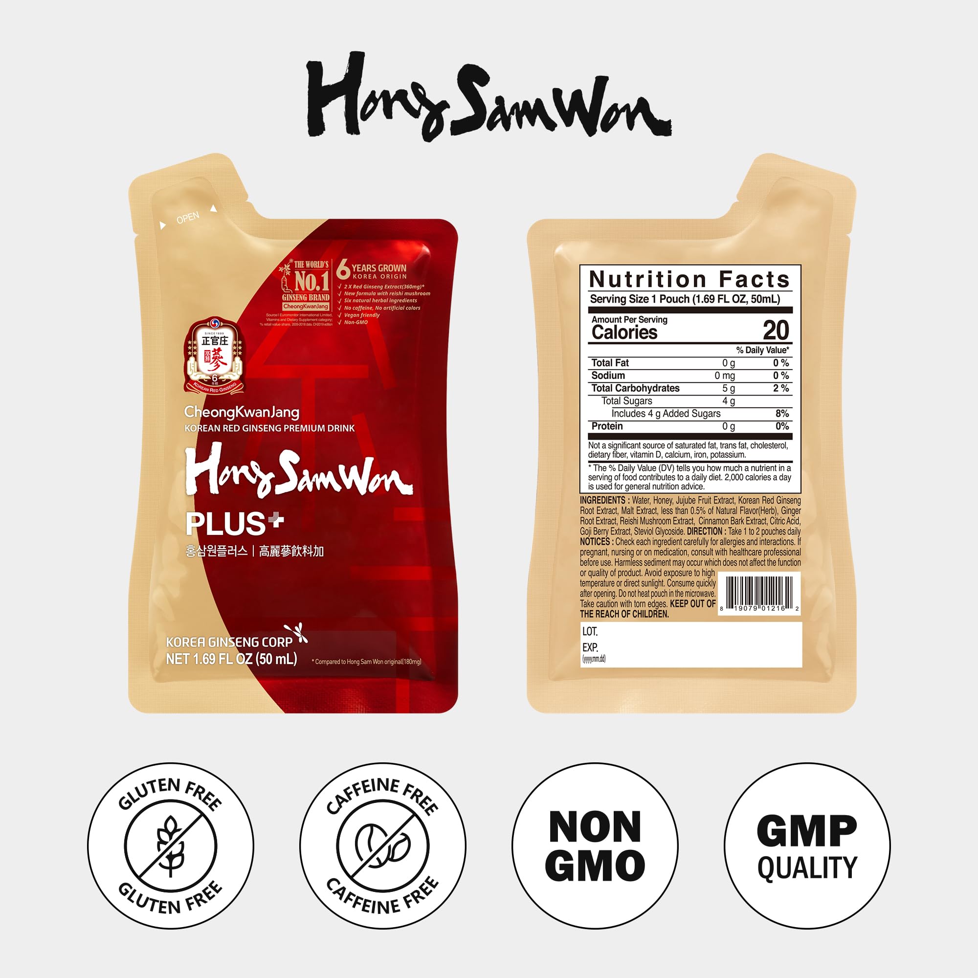 Aroma y sabor suave de Jung Kwan Jang Hong Sam Won.