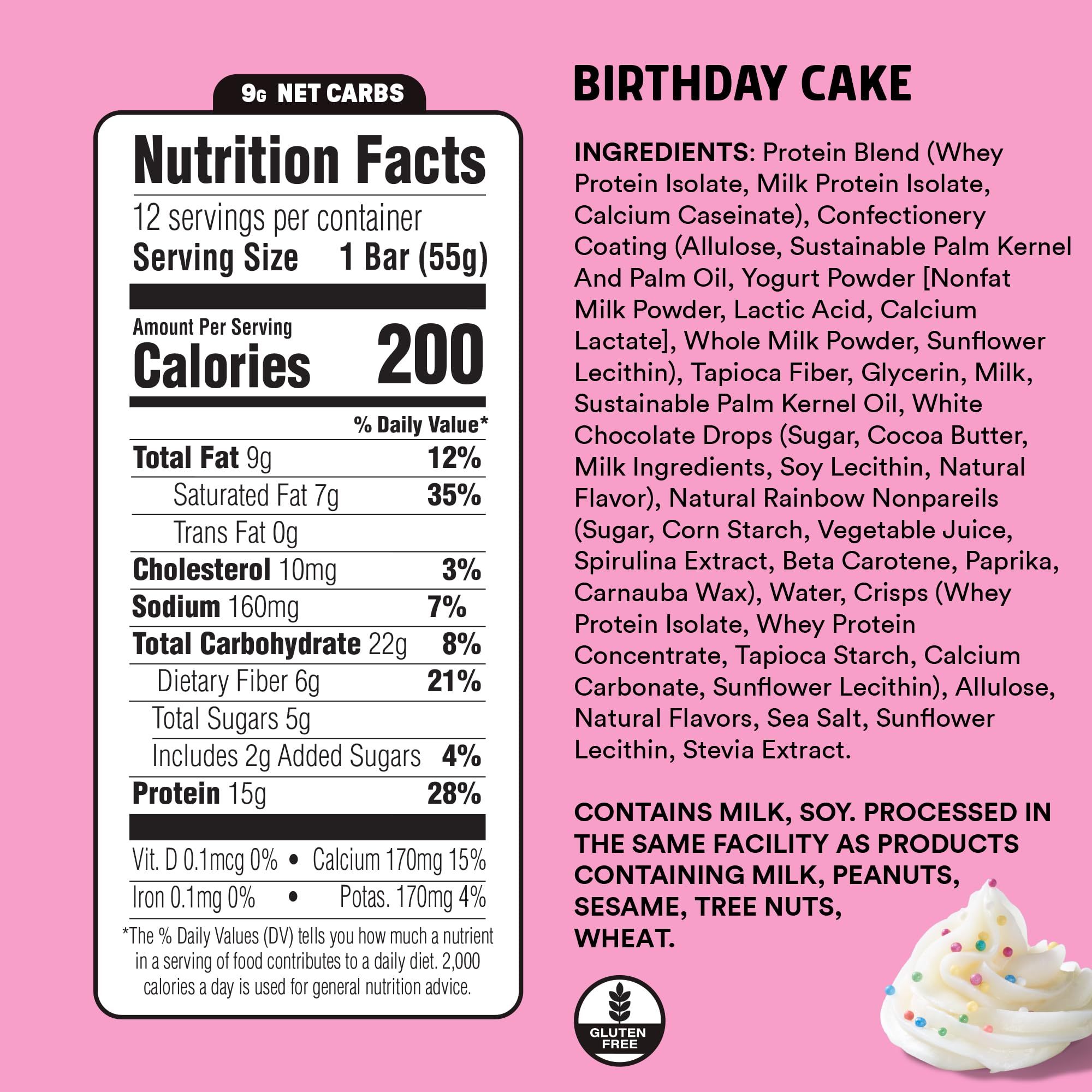 Corte de barra Junkless Birthday Cake: textura suave y sabor delicioso para meriendas