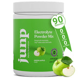 JUNP electrolitos polvo sin azúcar sabor manzana verde para hidratación refrescante durante el día.