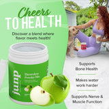 JUNP hidratación en polvo, sabor manzana verde, ideal para recuperar energía durante entrenamientos ligeros.