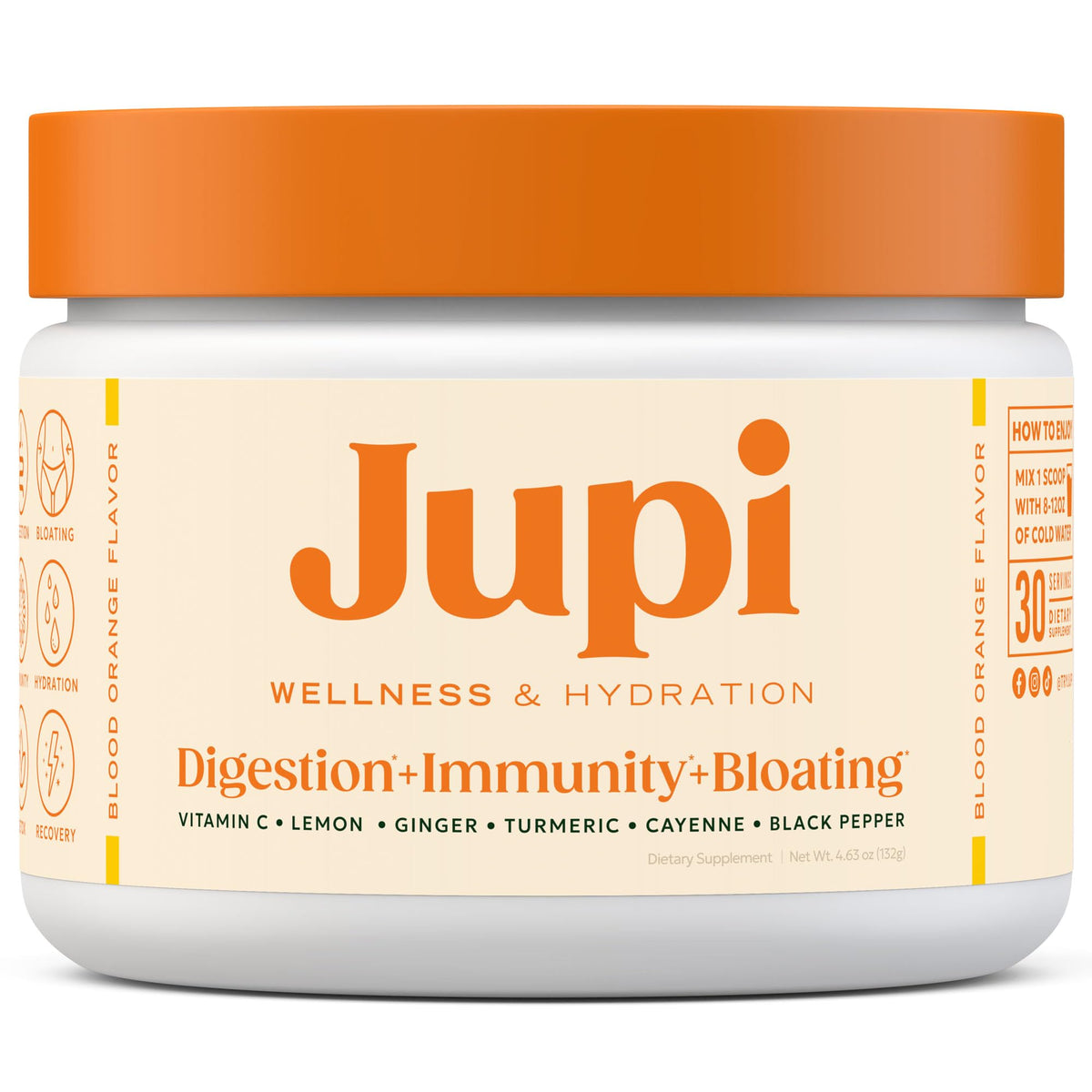 Jupi Hidratación en polvo, botella vertida para energía diaria.