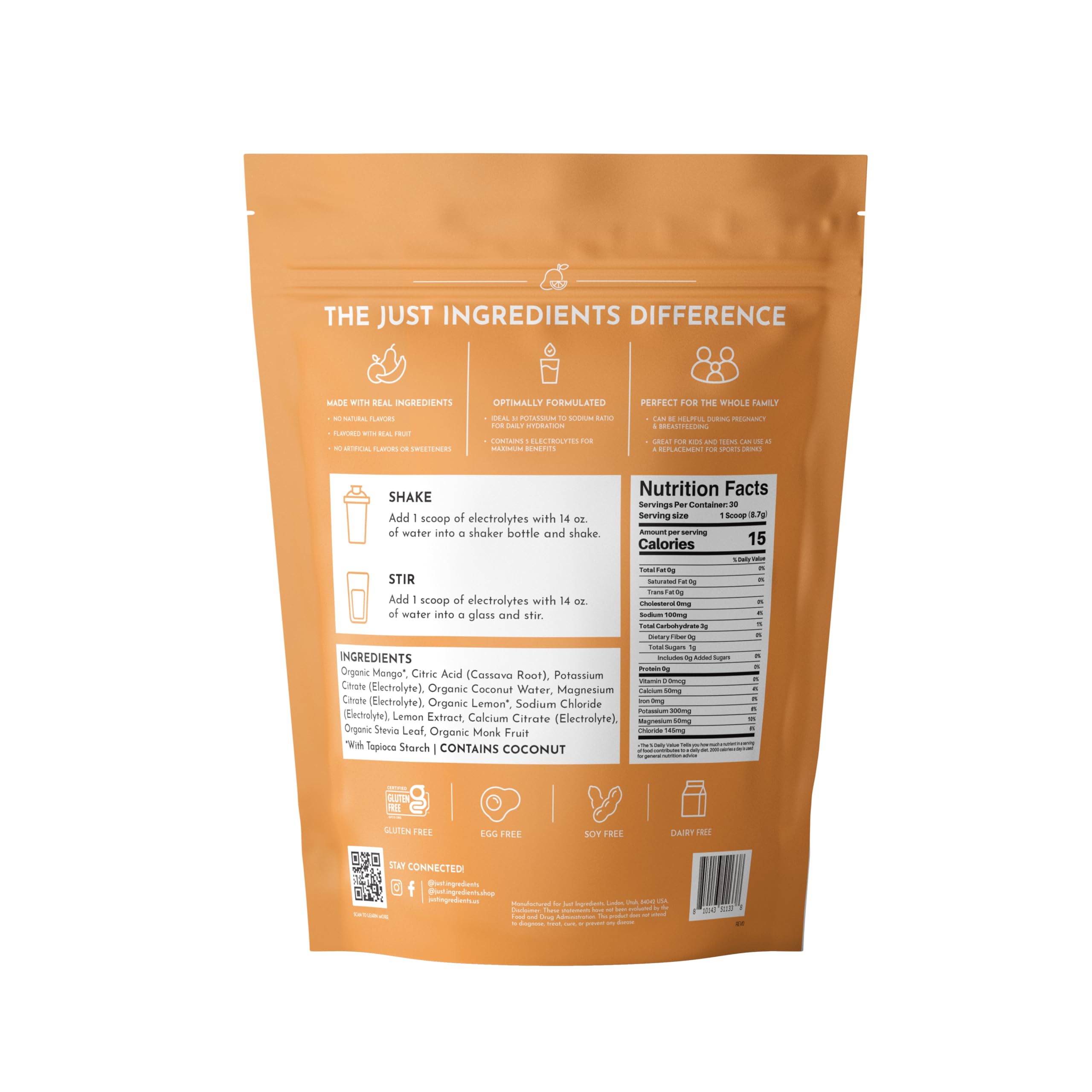 JUST INGREDIENTS Bebida Electrolitos Coco Sin Aditivos: hidratación limpia para tu día.