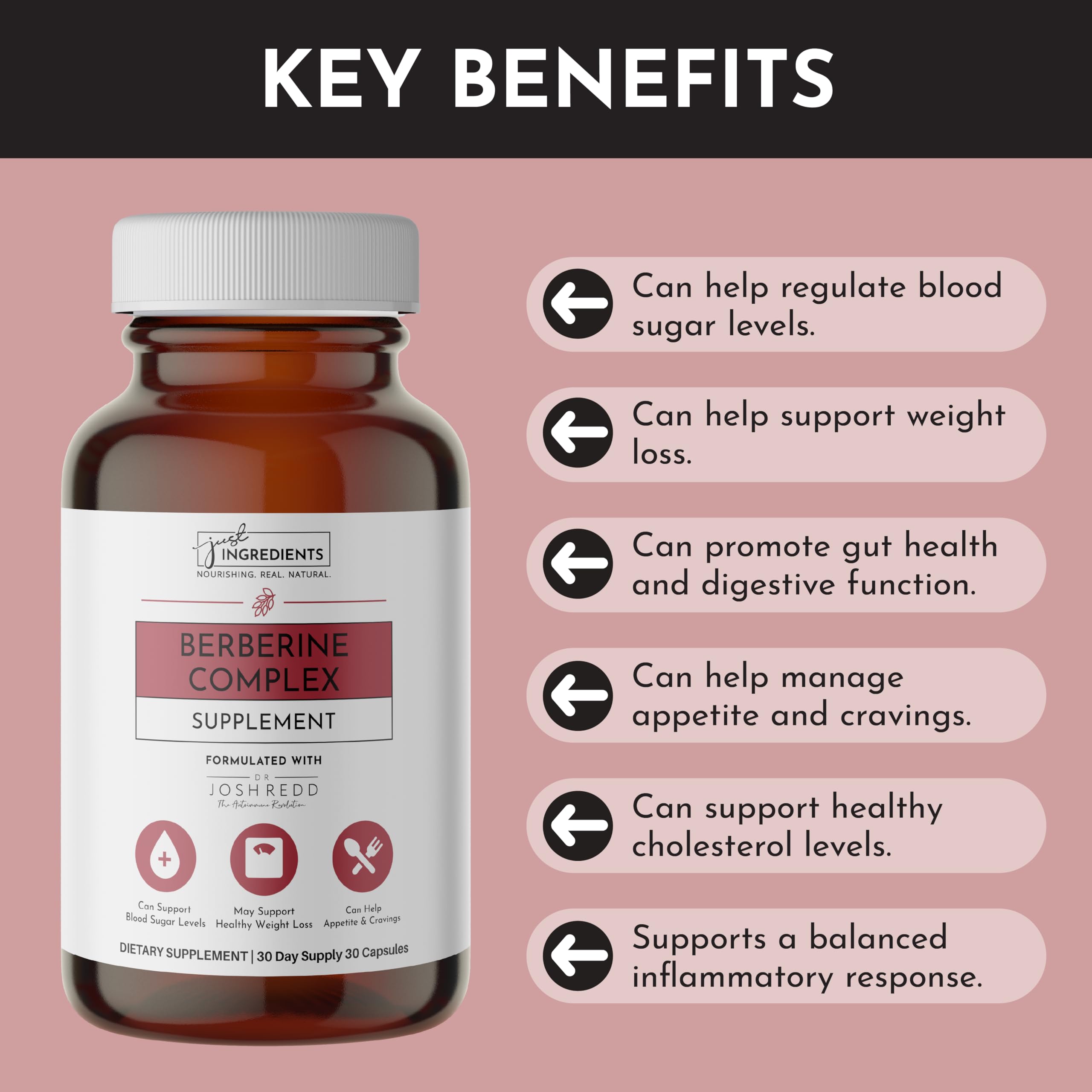 Just Ingredients Berberina favorece salud de colesterol y función digestiva