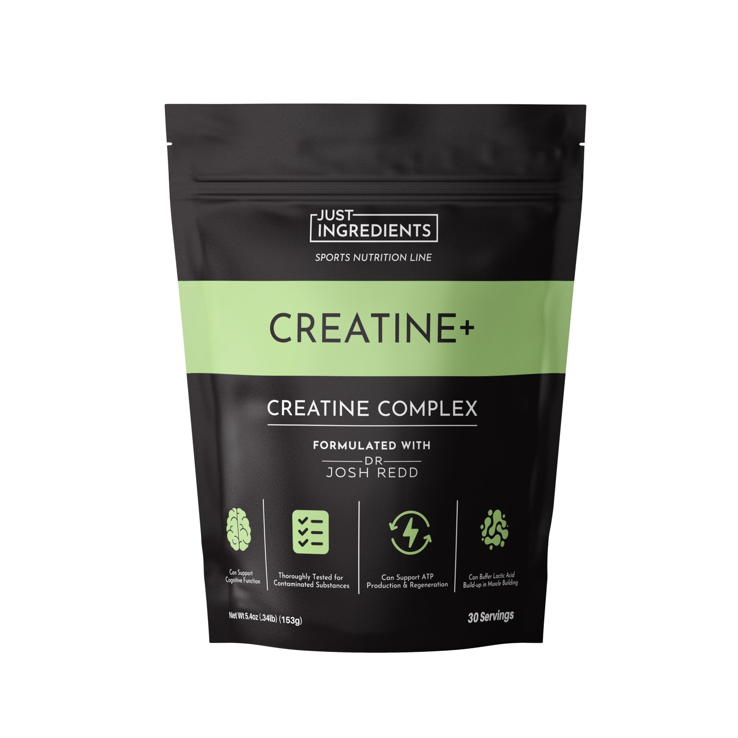 JUST INGREDIENTS Creatina Monohidratada en bote medidor para dosis precisas durante entrenamientos.