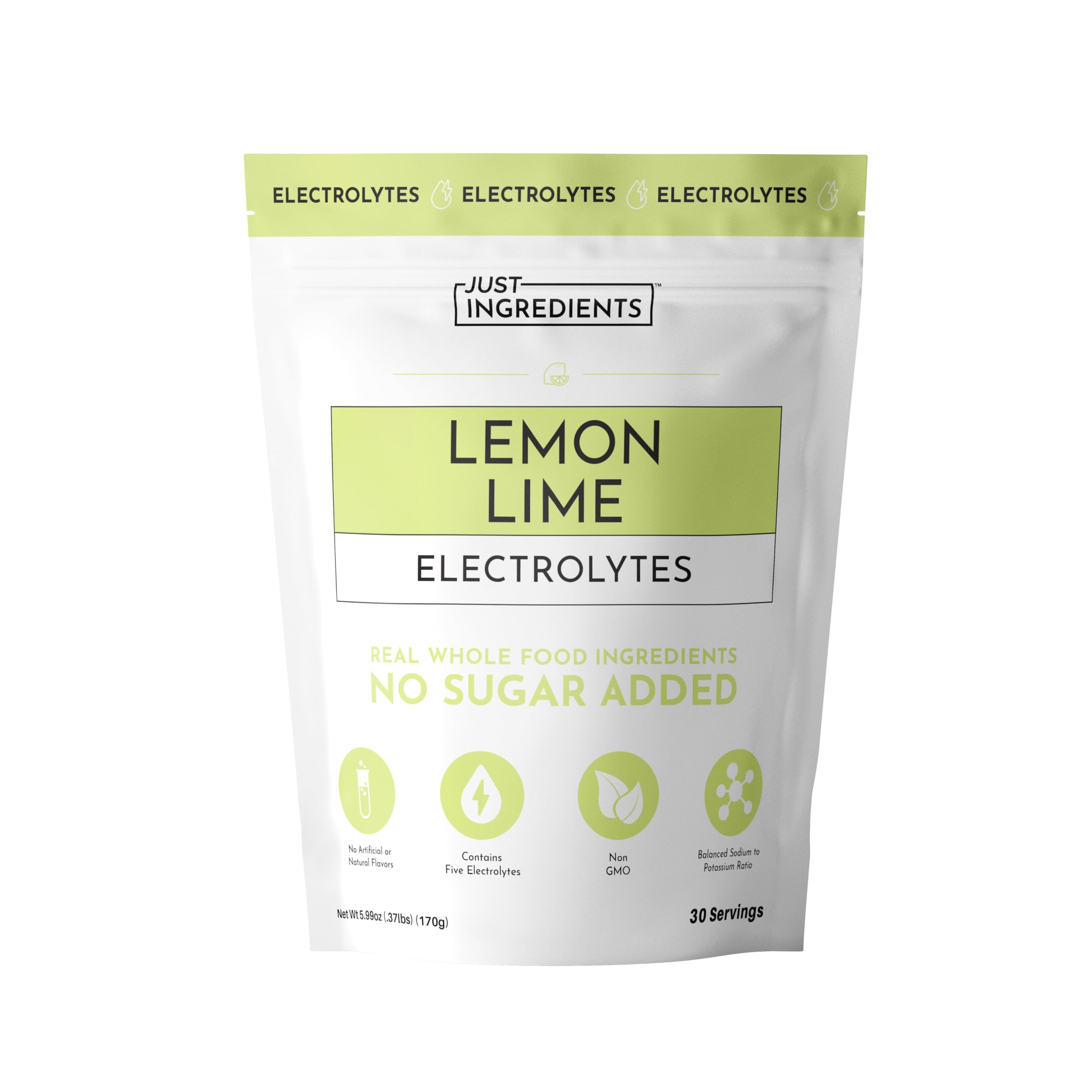 JUST INGREDIENTS Lemon Lime Electrolytes polvo con sabor cítrico para hidratación diaria