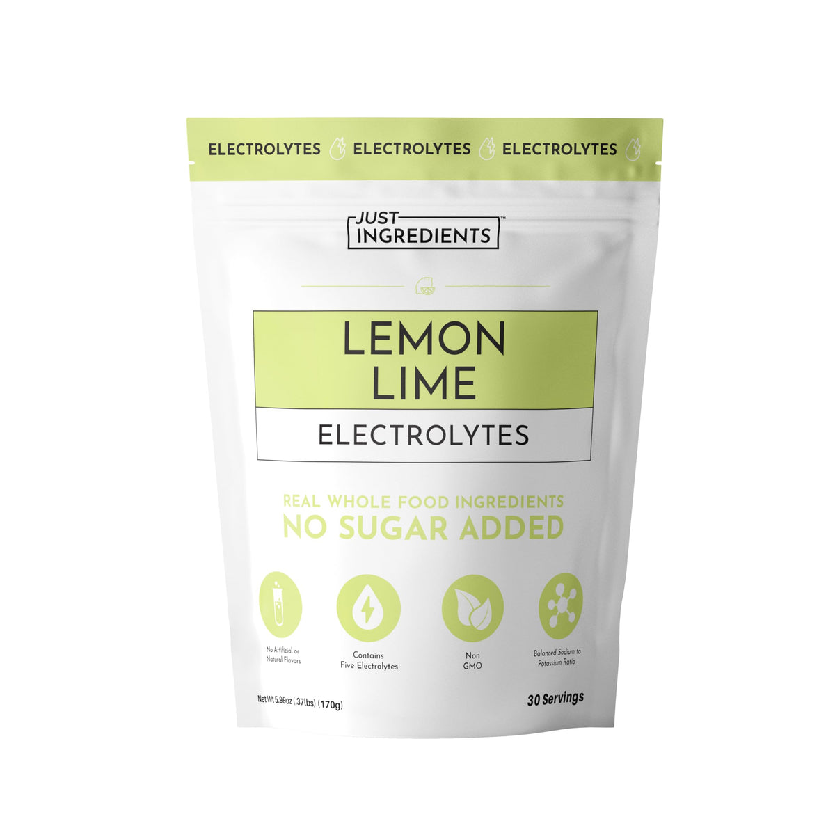 JUST INGREDIENTS Lemon Lime Electrolytes polvo con sabor cítrico para hidratación diaria
