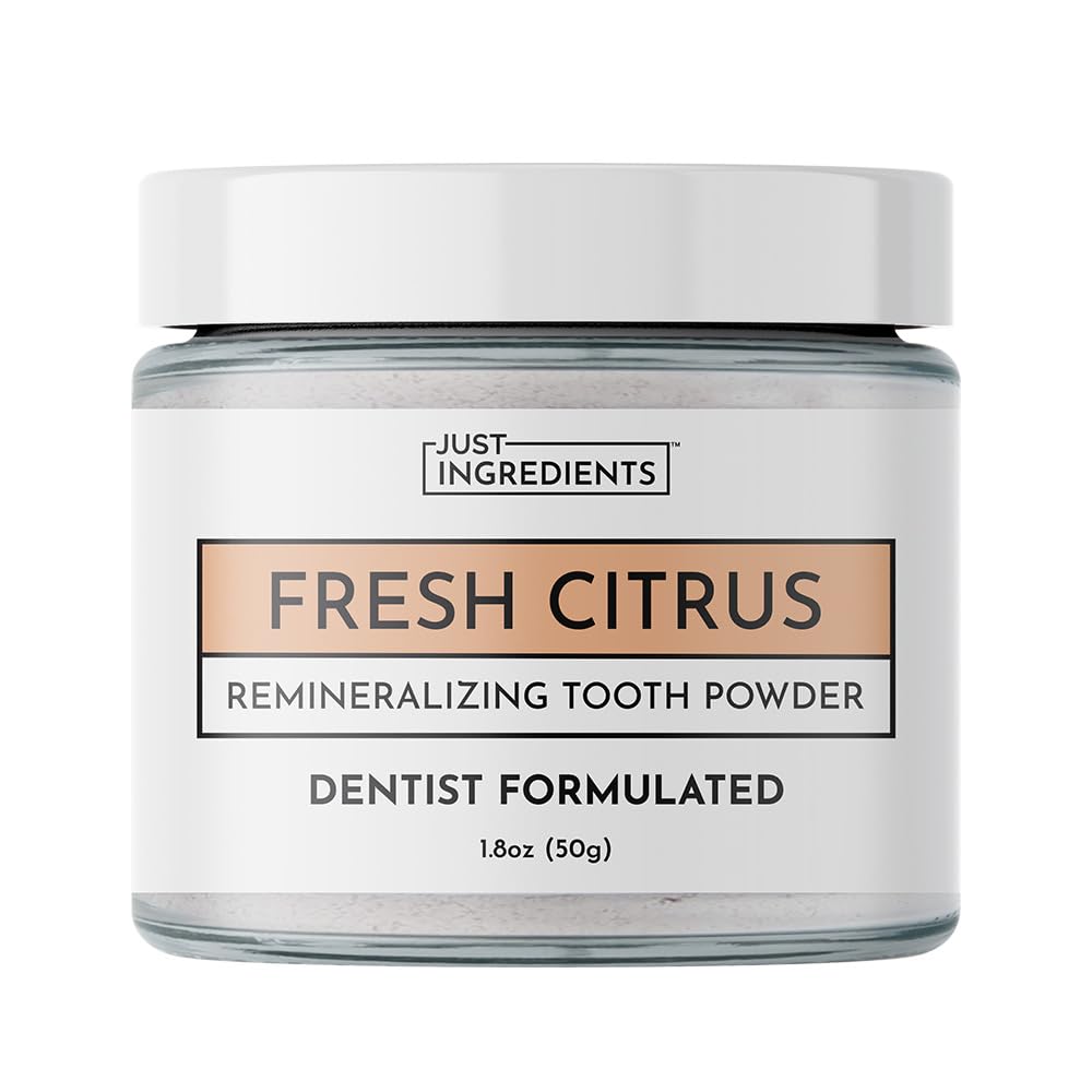 Just Ingredients polvo-dental-remineralizante, textura suave para remineralizar el esmalte y aliento fresco.