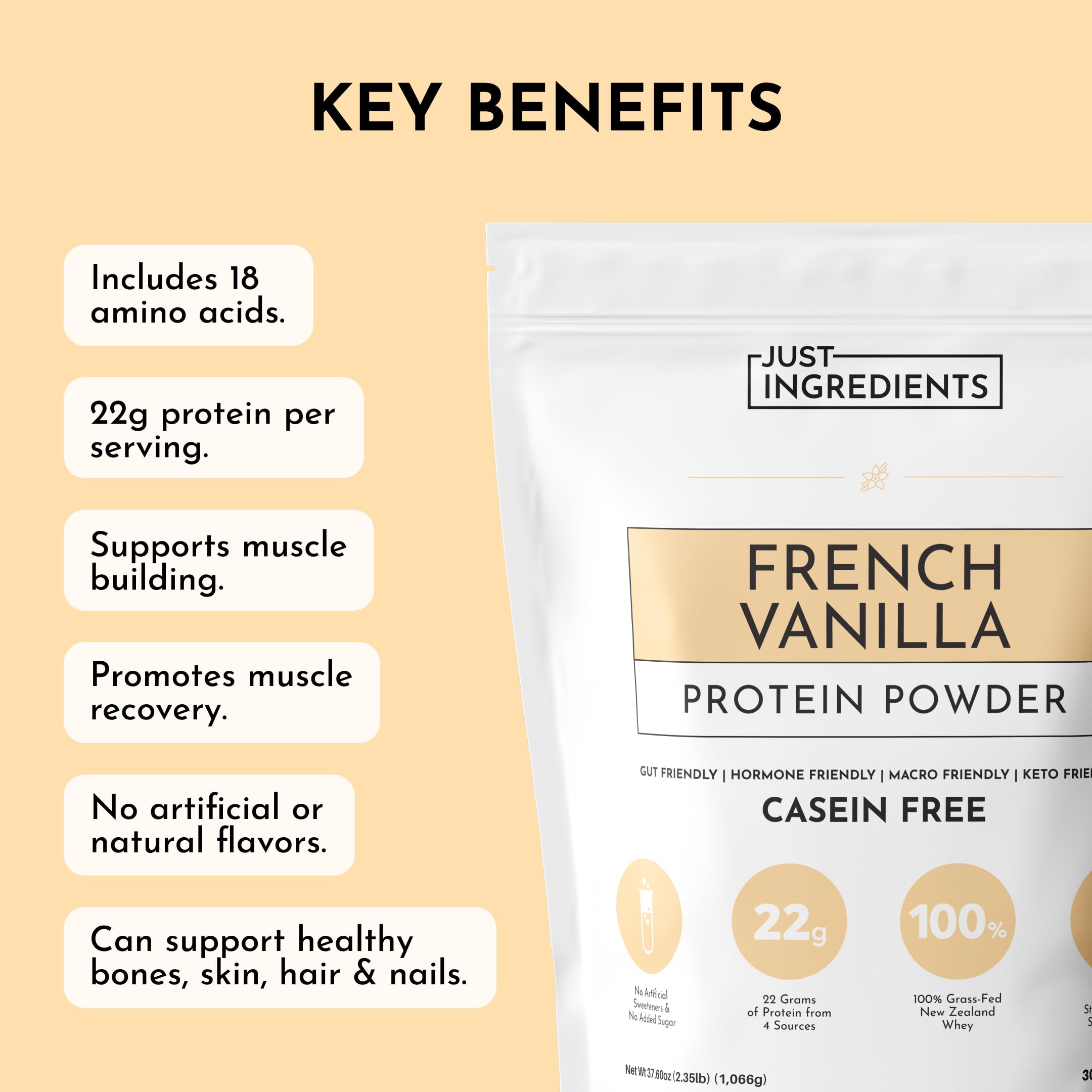 Proteína Just Ingredients para post-entrenamiento y recuperación muscular.