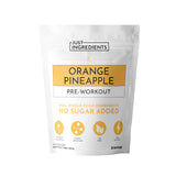 JUST INGREDIENTS Pre-Entrenamiento: botella naranja-pina para energía sostenida.