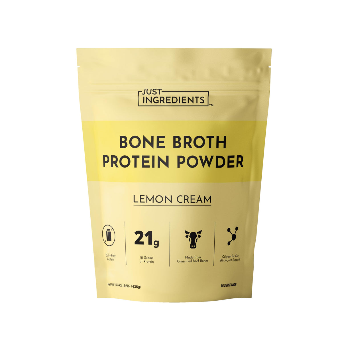 Just Ingredients proteína de caldo de hueso sabor limón crema, perfecta para batidos