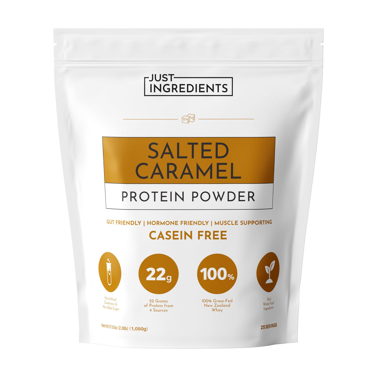 JUST INGREDIENTS Proteína Caramelo Salado en bote, sabor real y digestión suave.