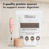 Just Ingredients Proteína chocolate polvo se disuelve fácilmente en leche.