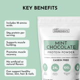 Cucharada de Just Ingredients Proteína Menta-Chocolate para mezclar fácilmente