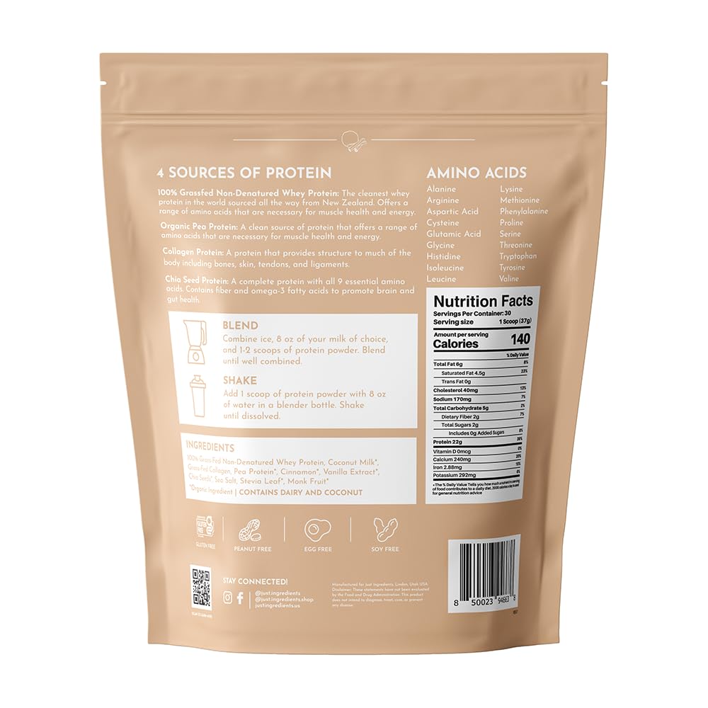 JUST INGREDIENTS Snickerdoodle, cuchara de medición facilita la dosis correcta