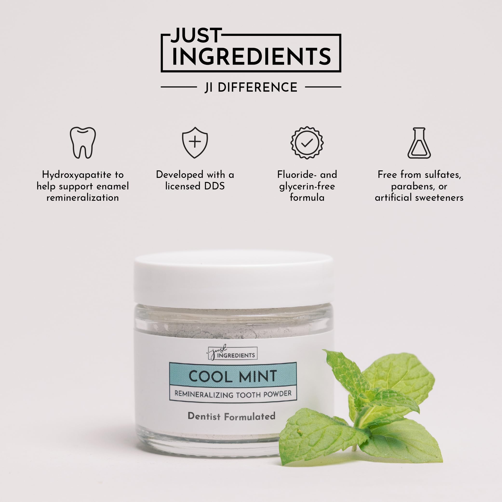 JUST INGREDIENTS Uso diario con polvo dental, elimina placa sin irritar encías