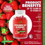Gomitas Just Nutrients D3 sabor fresa, sabor agradable para consumo diario.