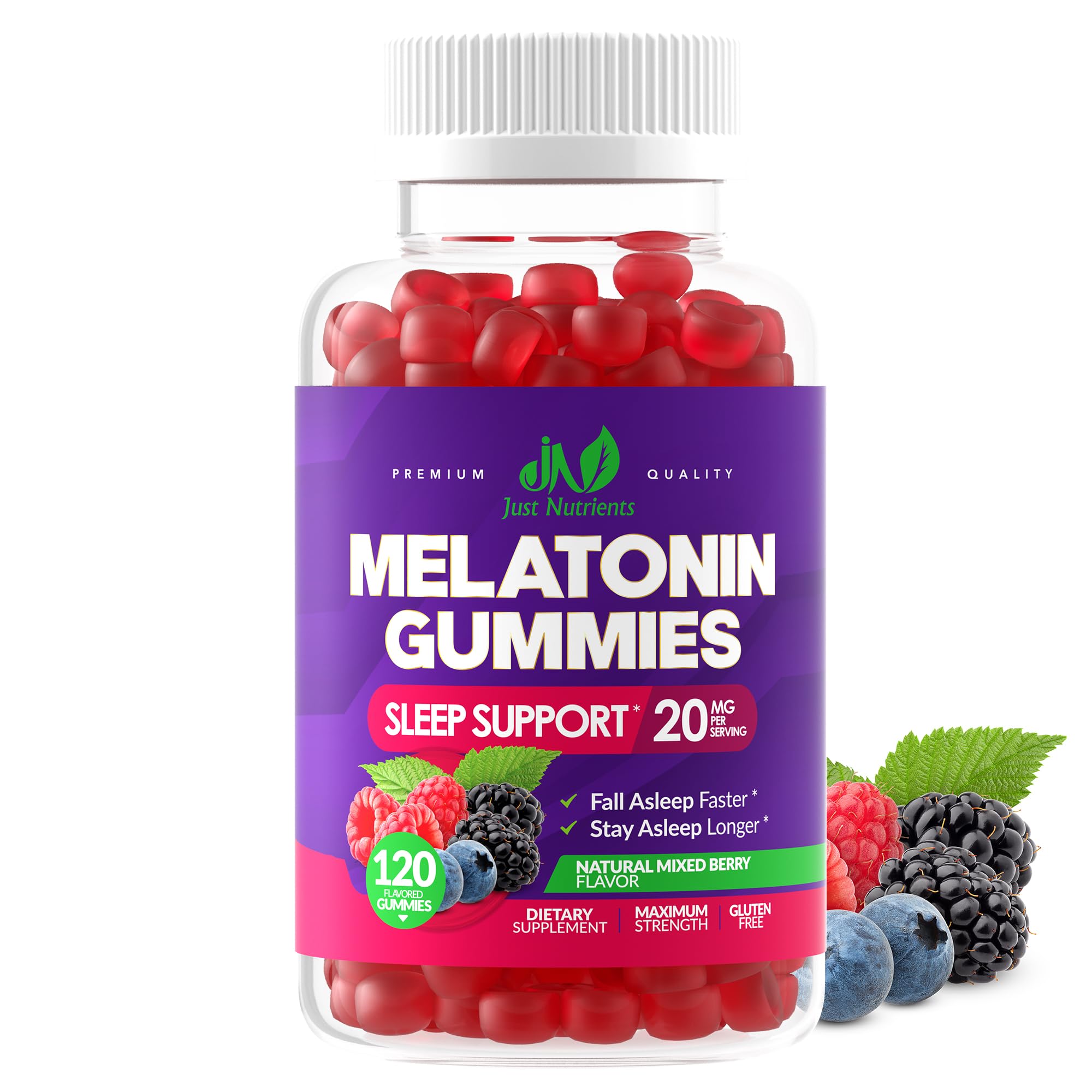 Just Nutrients Melatonina gominolas: bote de 60 raciones para dormir mejor
