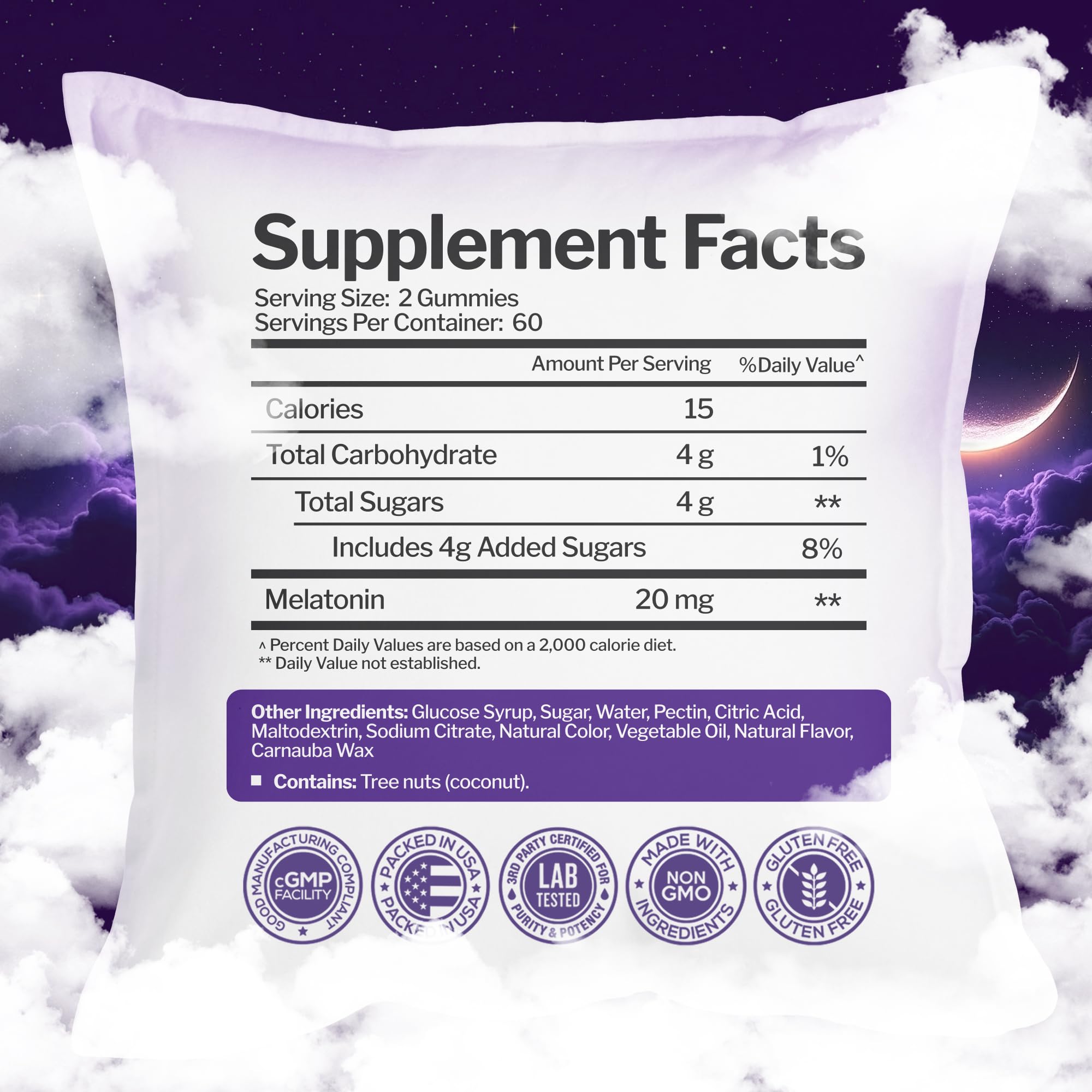 Just Nutrients Melatonina gominolas dosis 20 mg por gominola