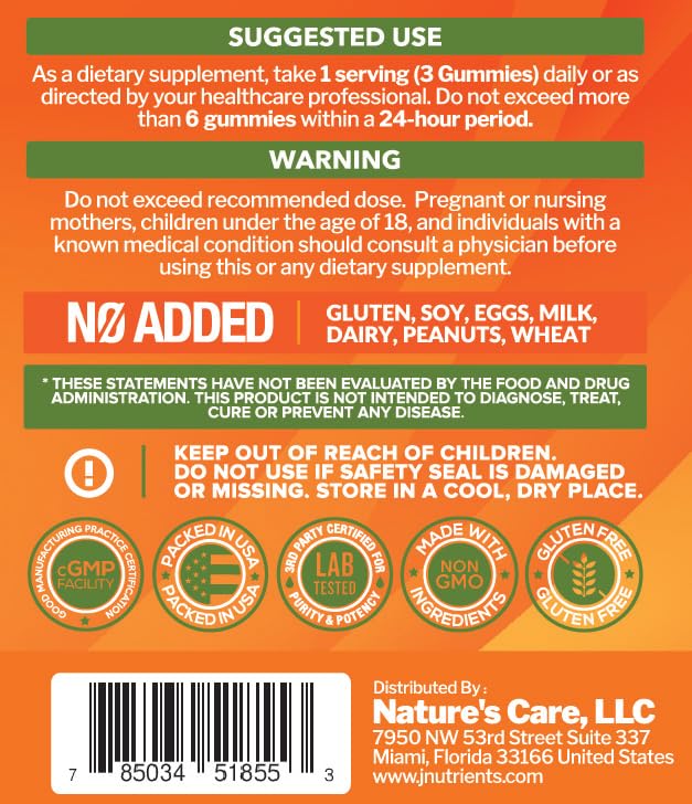 Just Nutrients Vitamina C 1000 mg gomitas para rutina diaria.