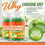 Just Nutrients Vitamina C 1000 mg gomitas sabor manzana verde para un sabor agradable.