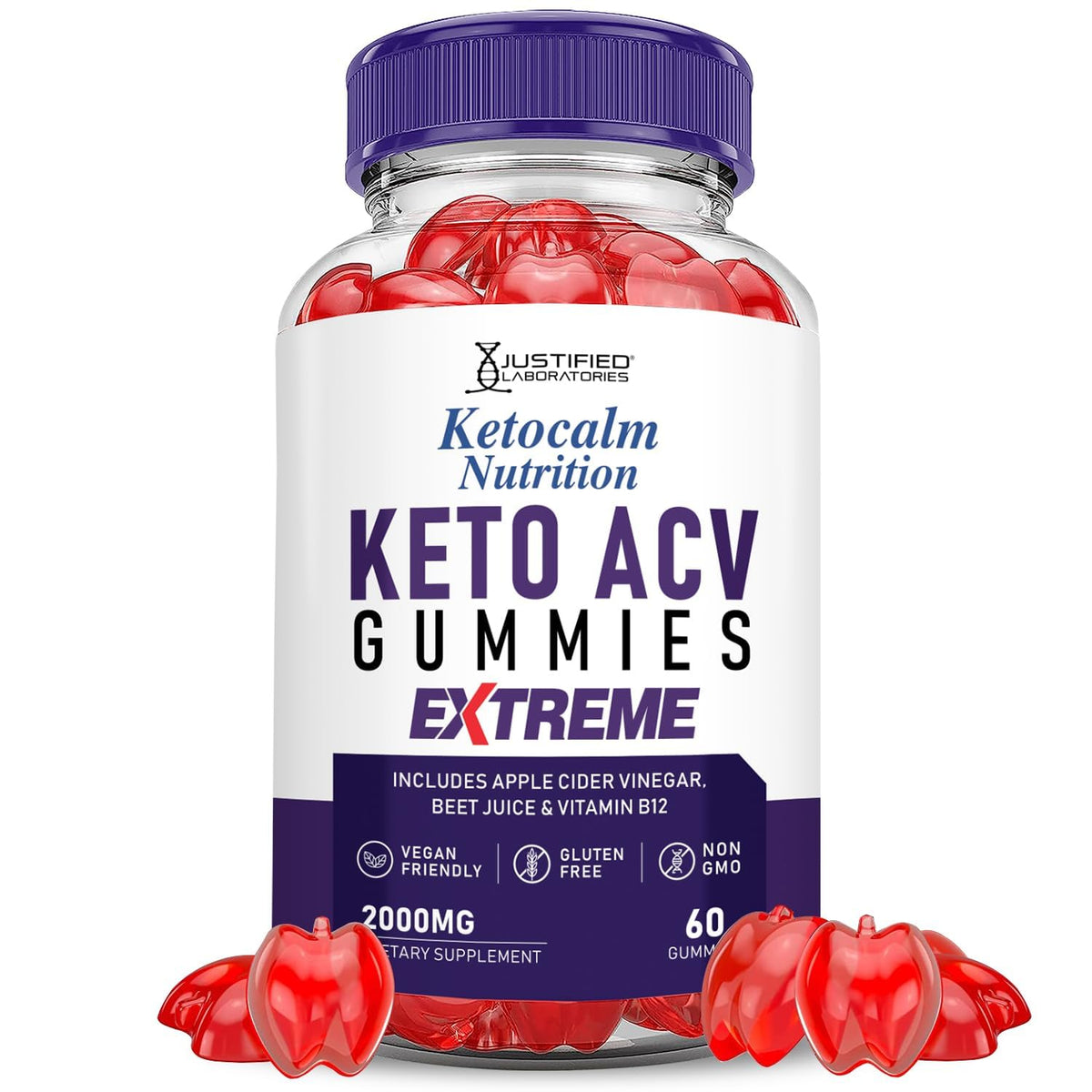 Justified Ketocalm Gummies con ACV de manzana para complementar tu rutina.
