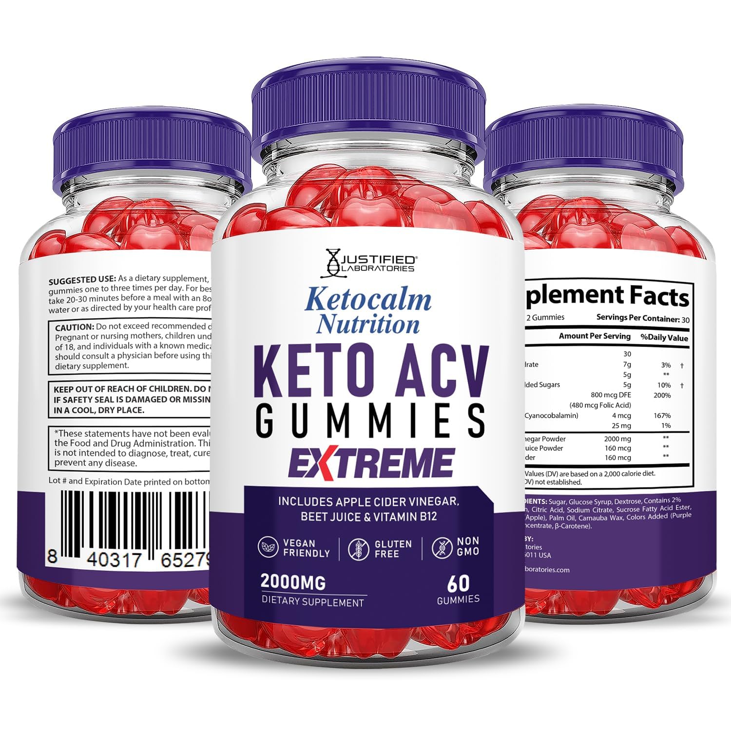 Justified Ketocalm Gummies listas para uso diario y fácil de incorporar.