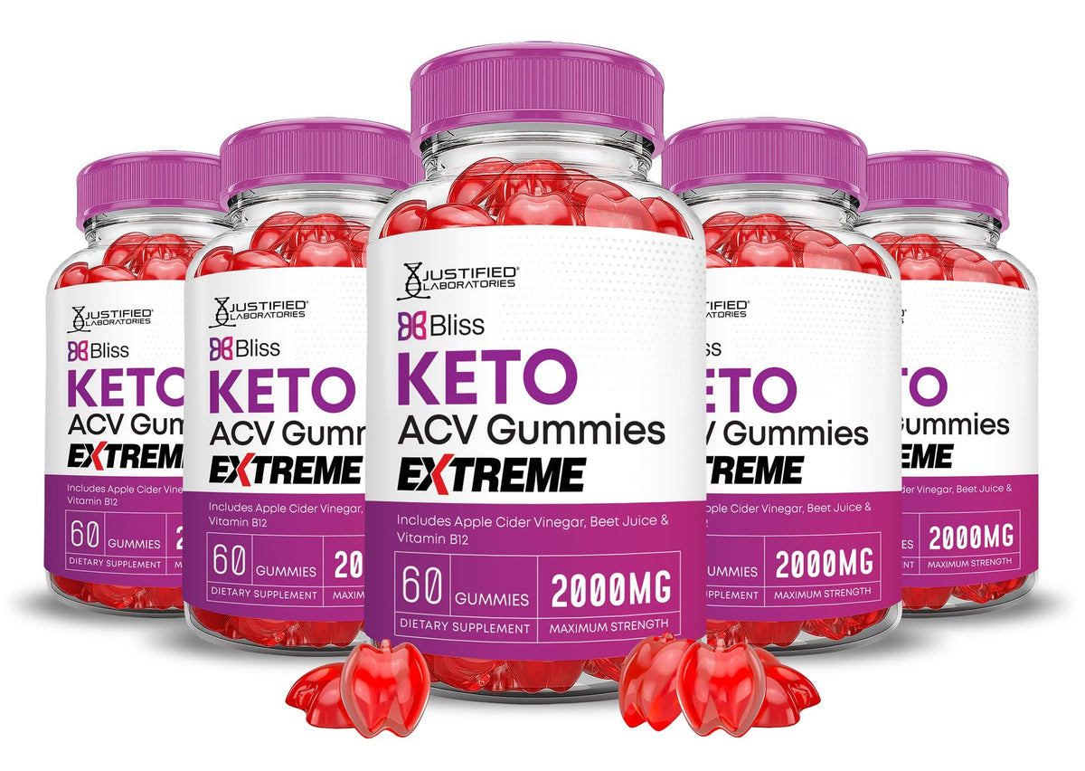 Justified Laboratories Bliss Keto ACV Gummies porciones: snack conveniente para la rutina diaria.