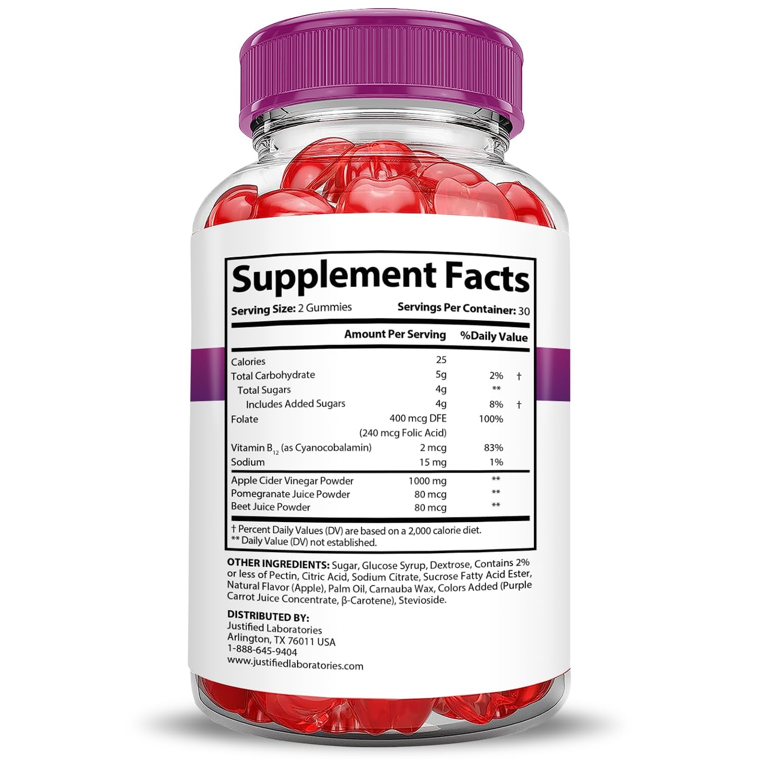 Justified Laboratories gomitas B12 y remolacha: energía natural para el día a día.
