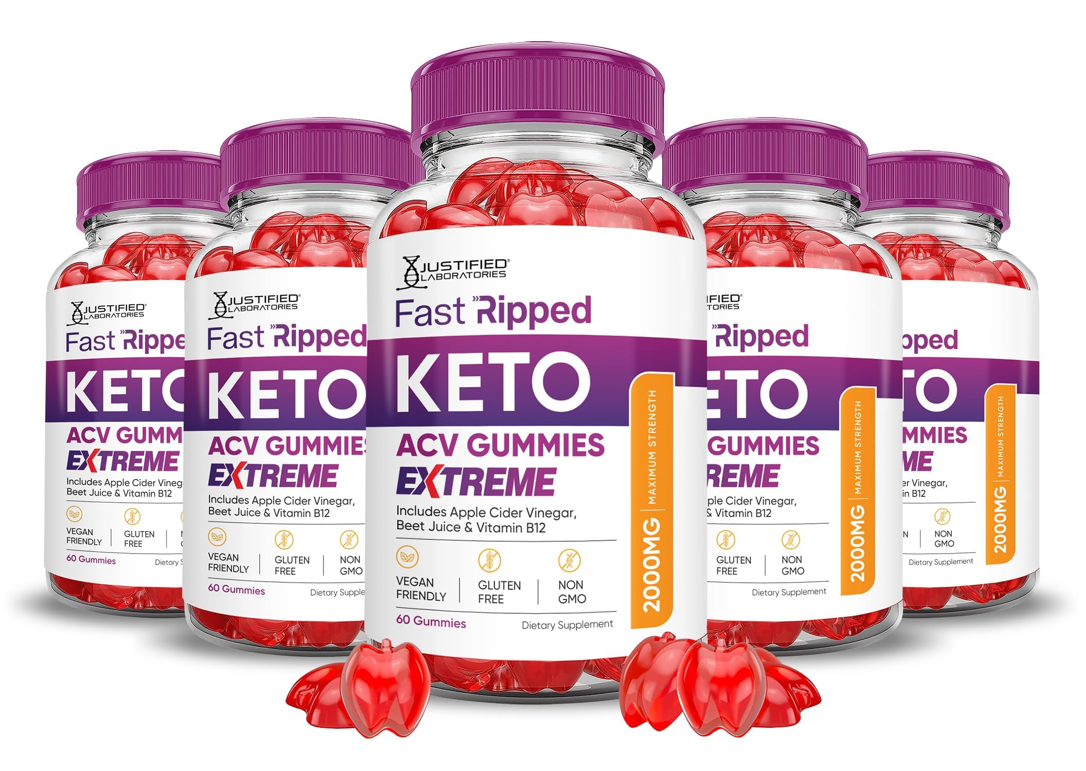Justified Laboratories Fast Ripped Keto ACV Gummies botella: impulso de energía y bienestar diario