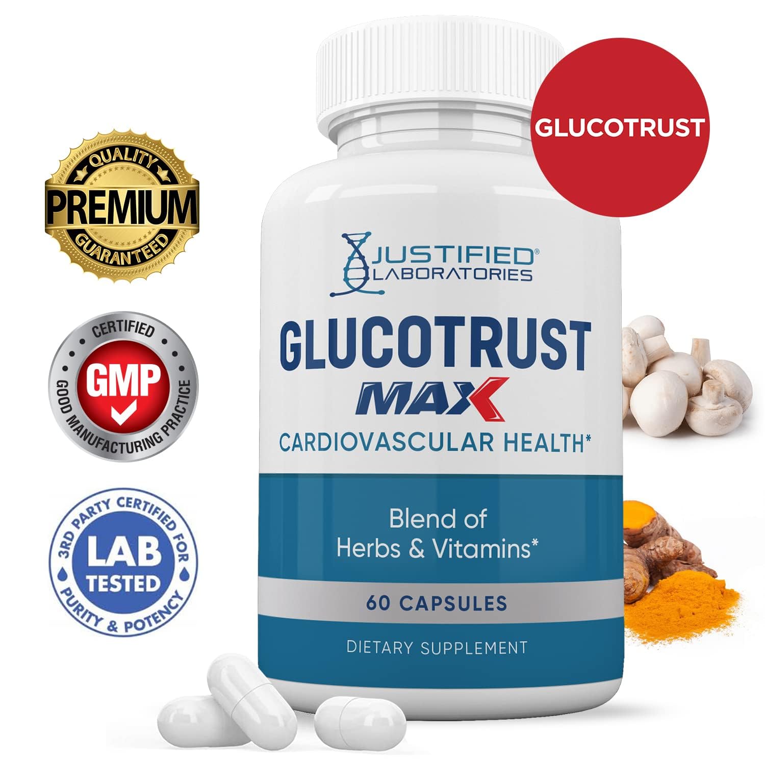 Justified Laboratories Glucotrust Max, empaque en caja, presentación clara para decidir