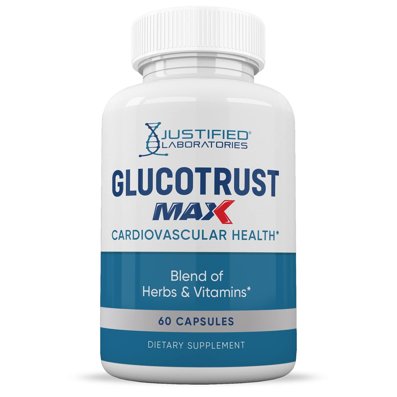 Justified Laboratories Glucotrust Max, etiqueta detallada, información útil para el usuario