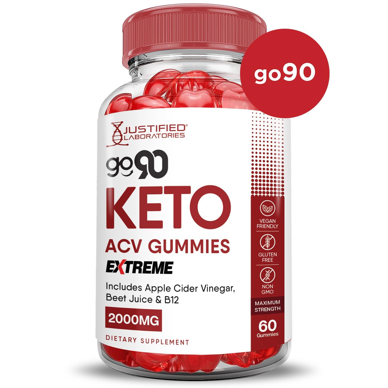 Justified Laboratories Go 90 Keto ACV gomitas con B12 apoyo diario de energía