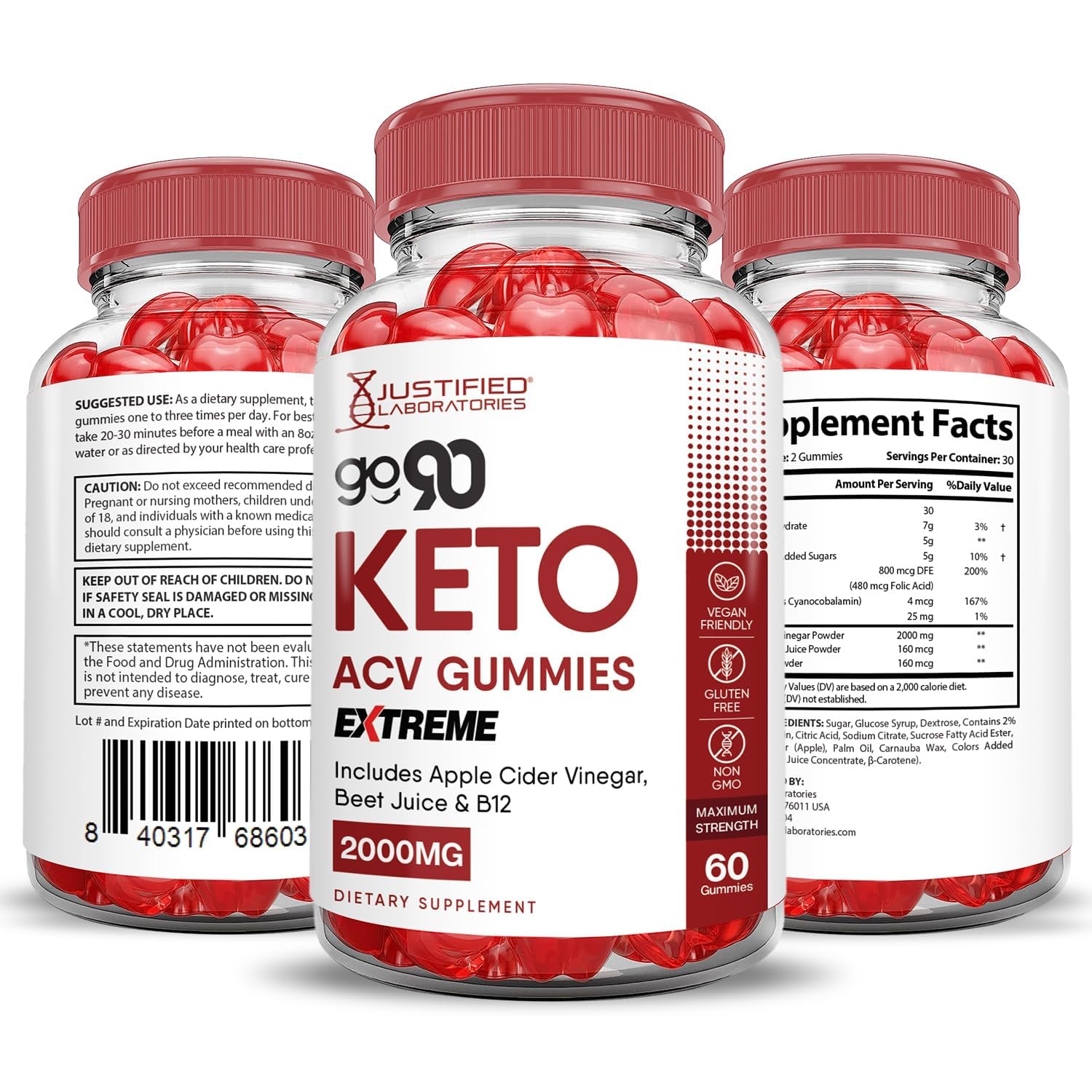 Justified Laboratories Go 90 Keto ACV gomitas fáciles de incorporar a la rutina diaria