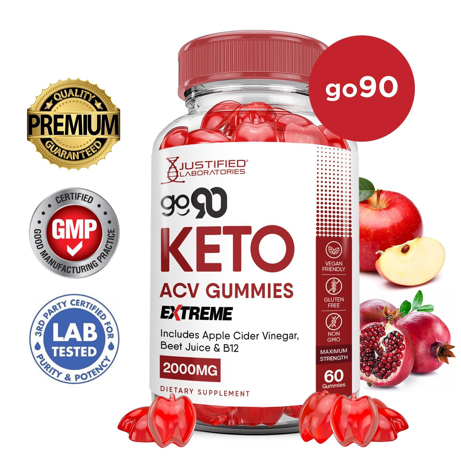 Justified Laboratories Go 90 Keto ACV gomitas zumo remolacha opción sabrosa diaria