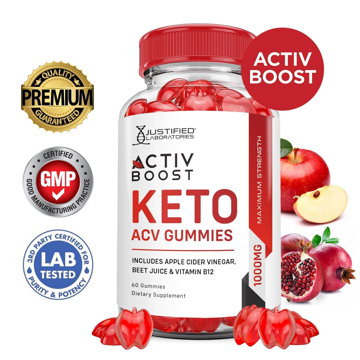 Justified Laboratories gomitas con B12 y folato, complemento vitamínico práctico