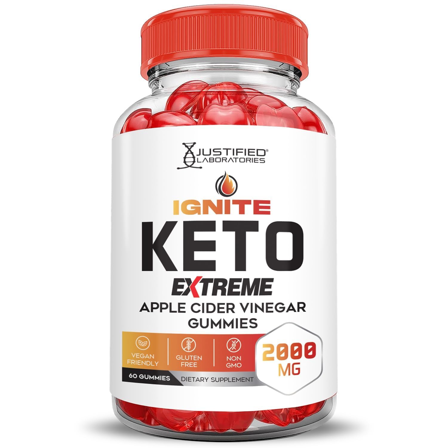 Justified Laboratories Ignite Keto gomitas con folato para apoyo nutricional.