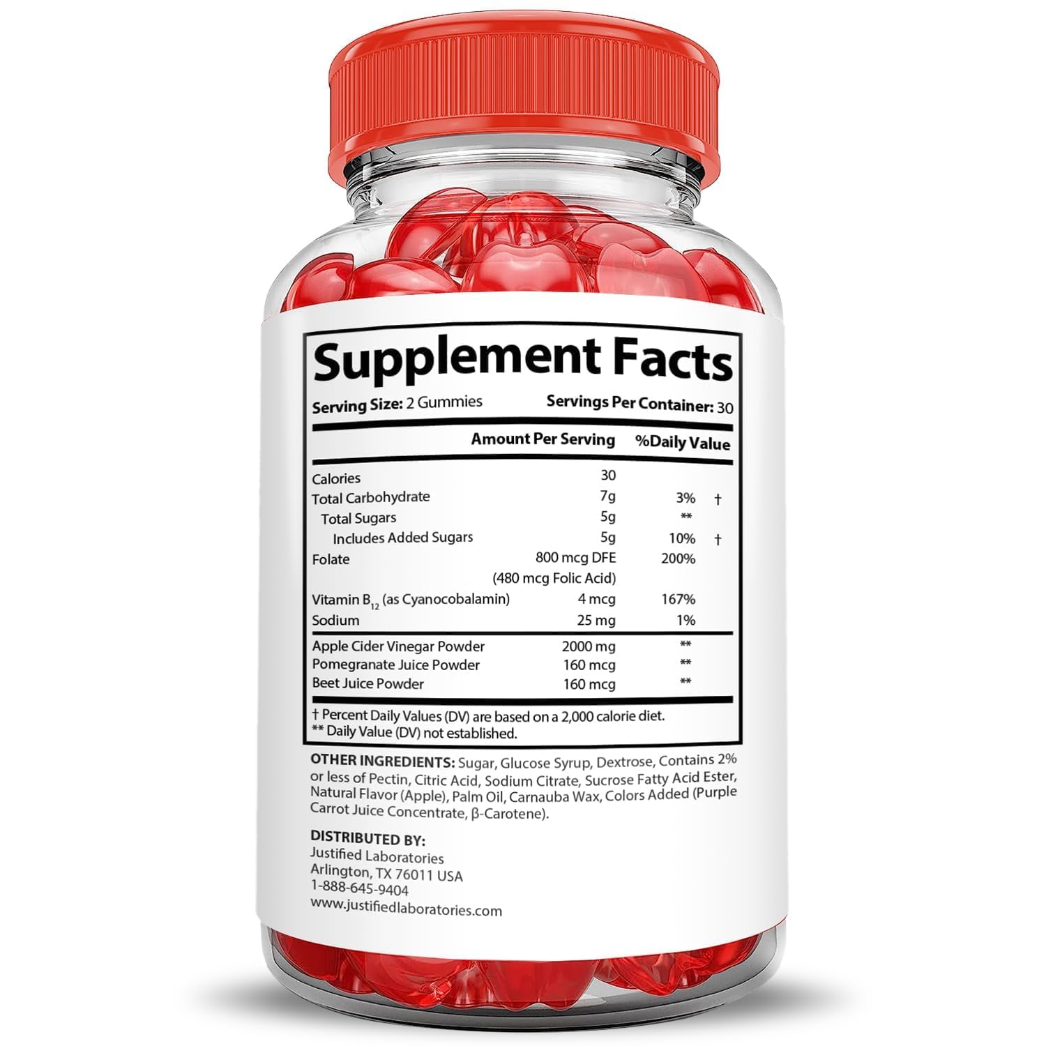 Justified Laboratories Ignite Keto gomitas con jugo de remolacha para energía.