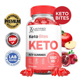 Justified Laboratories Keto Bites ACV Gummies, ingredientes clave como beet y B12.