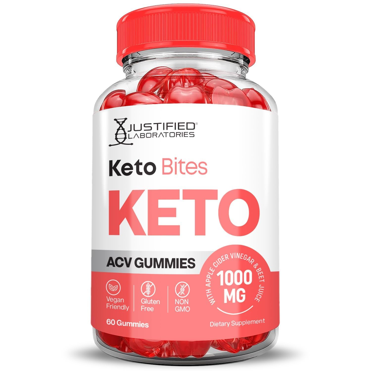 Justified Laboratories Keto Bites ACV Gummies, textura suave gracias a la pectina.