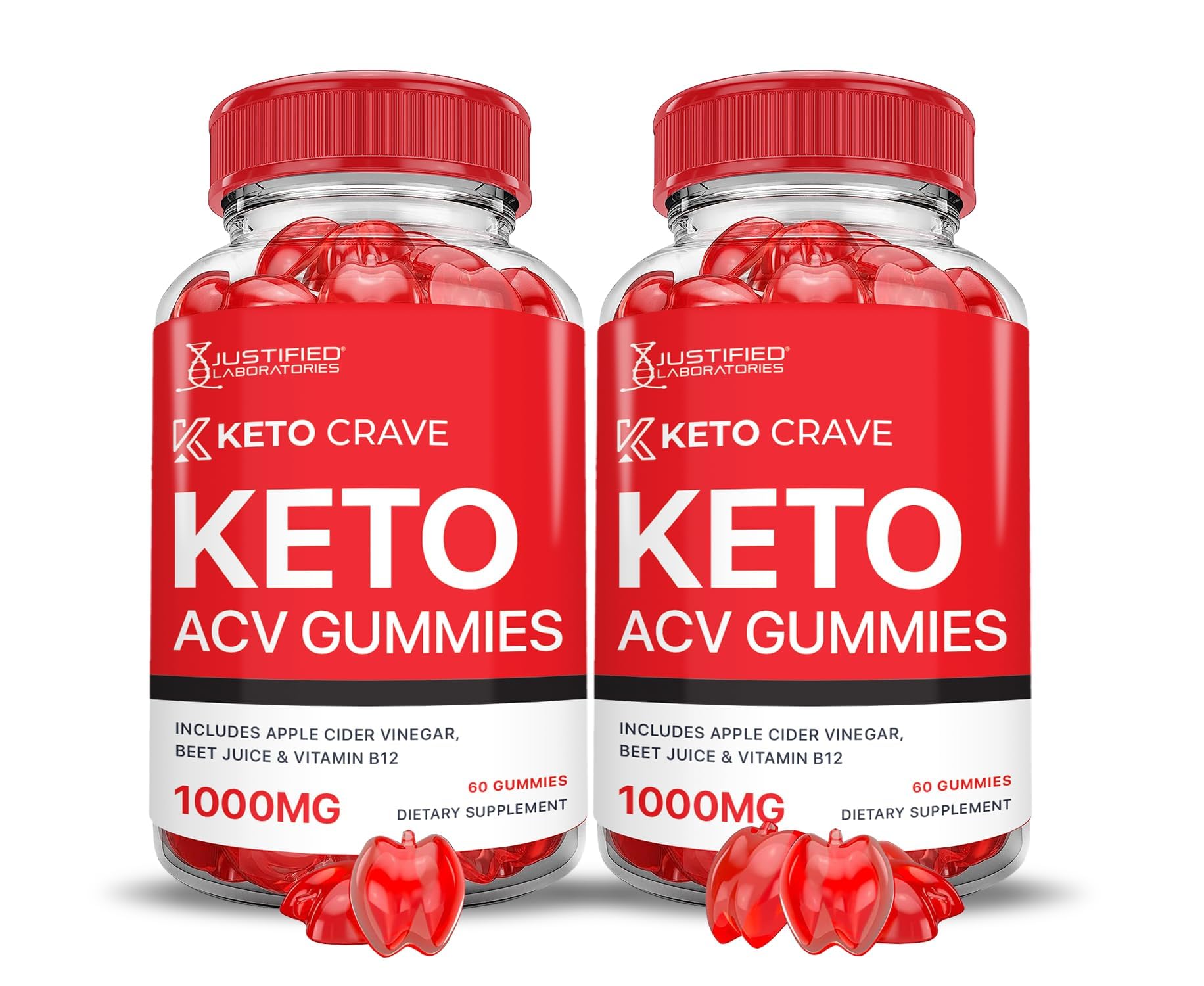 Justified Laboratories Keto Crave ACV, gominolas 2-pack, snack conveniente para el día