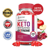 Justified Laboratories Keto Drops Gummies: sabor frambuesa-granada para dosis diaria.