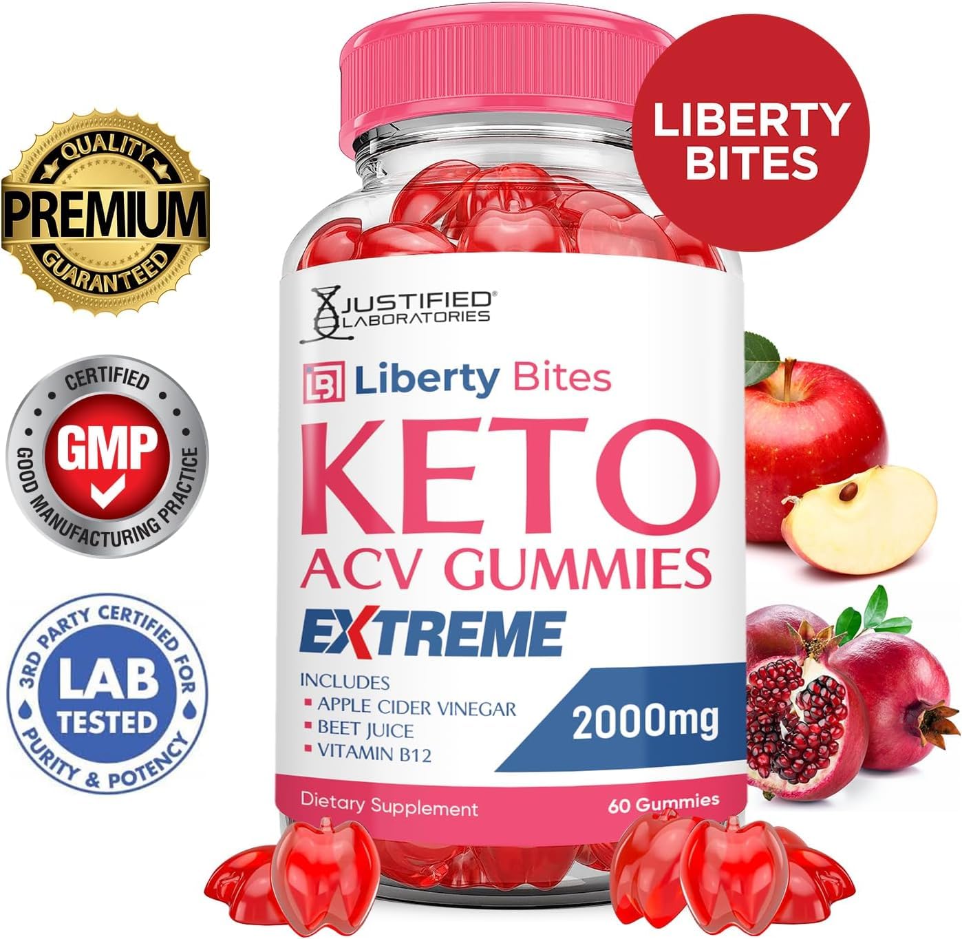 Justified Laboratories Liberty Bites remolacha y granada: polvo de jugo para sabor natural