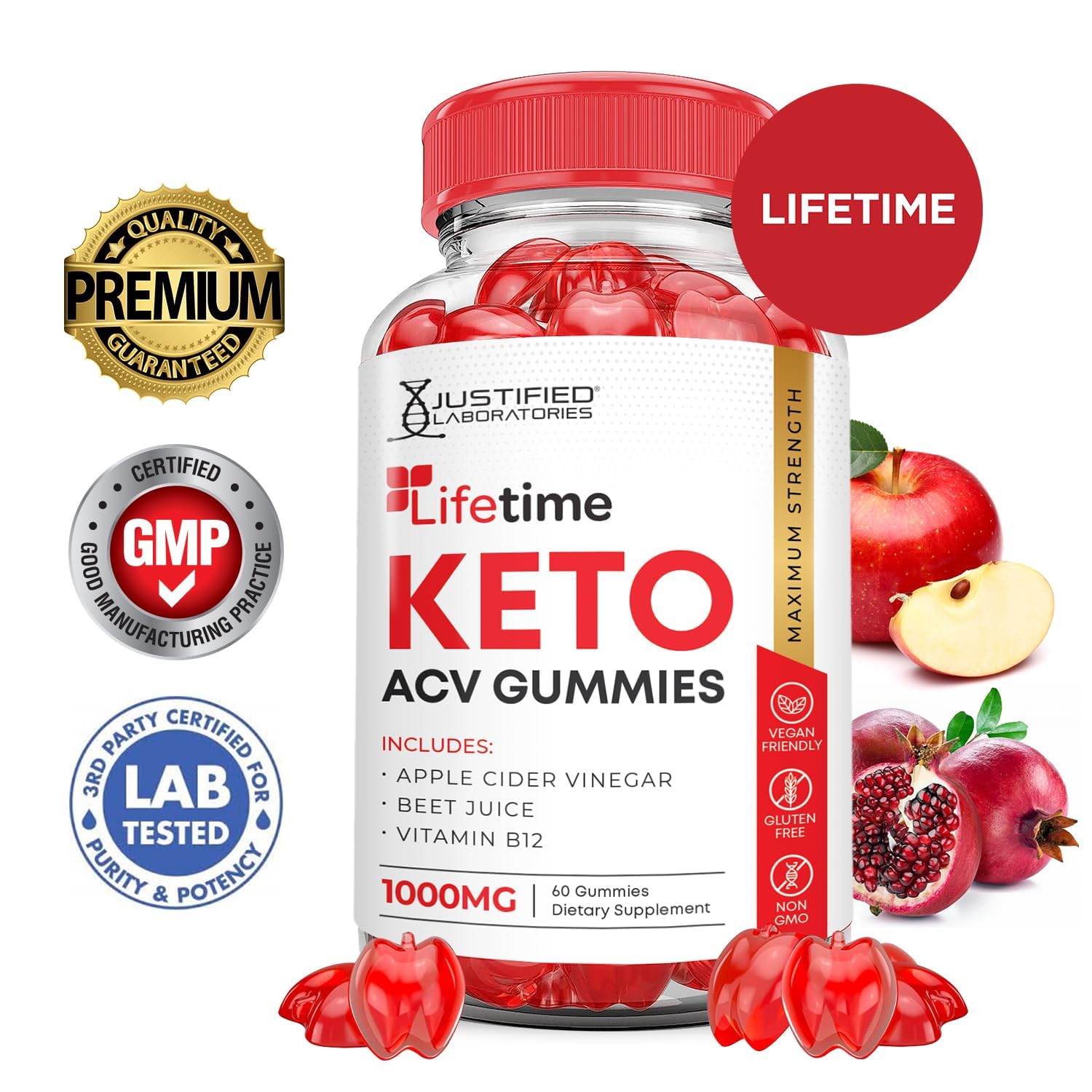 Sabor intenso y agradable de las gomitas Lifetime Keto ACV de Justified Laboratories.