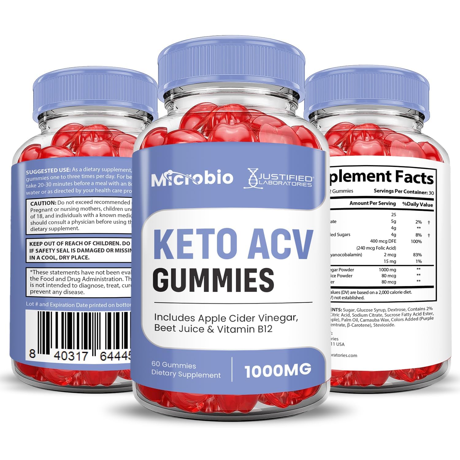 Justified Laboratories Microbio Keto ACV Gummies, elaboradas en instalación con buenas prácticas de manufactura y verificadas por terceros.